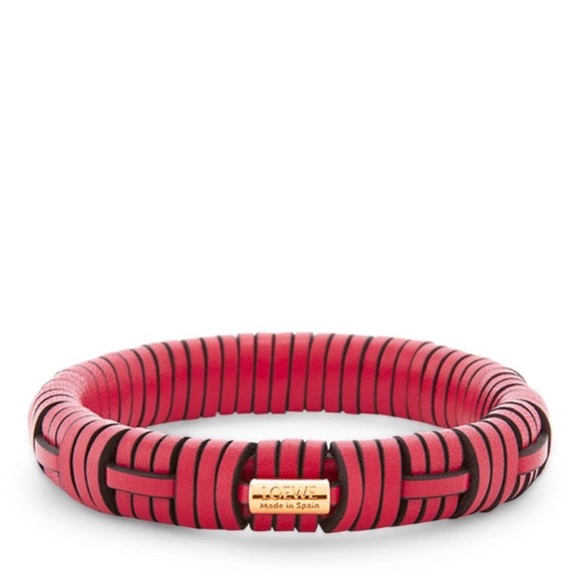 NEW AUTH LOEWE PAULA'S IBIZA INTERLOCK WOVEN LEATHER & GOLD ACCENT BANGLE - Picture 2 of 8